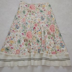 Biya Johnny Was silk vintage floral garden roses layered skirt